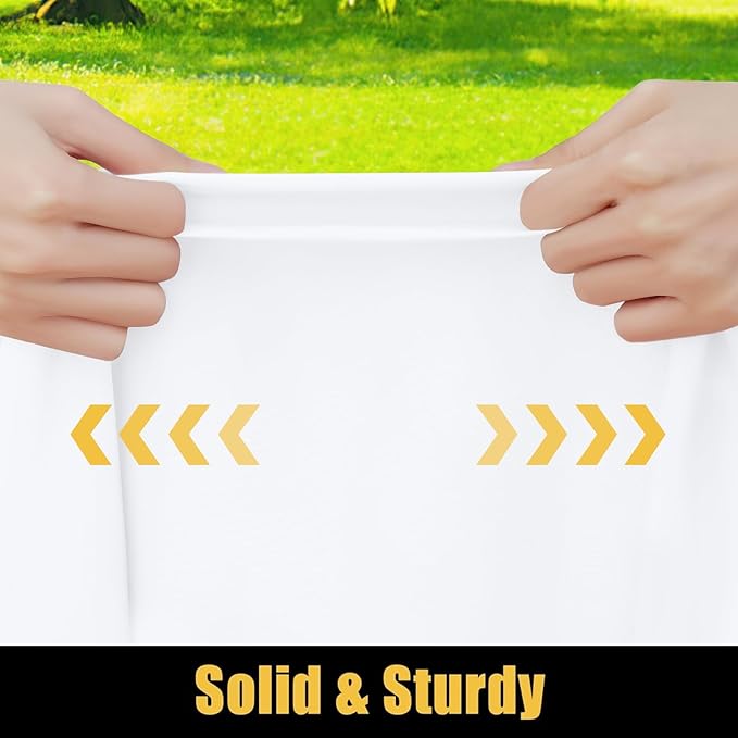 Smiry Rectangle Picnic Table Cloth, Waterproof Elastic Fitted Tablecloths for 6 Foot Tables, Washable Polyester Table Cover for Camping, Indoor and Outdoor (White, 36"x72")