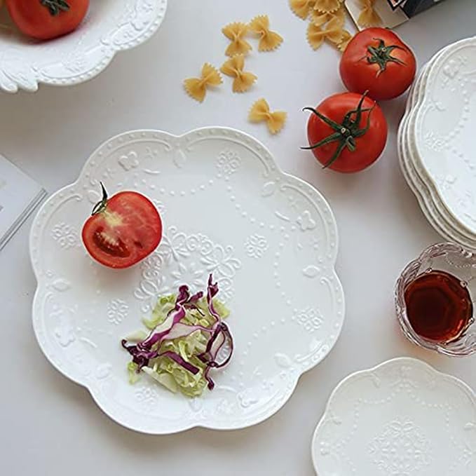 Ceramic Plate, Round Embossed Lace Plate - Image 3