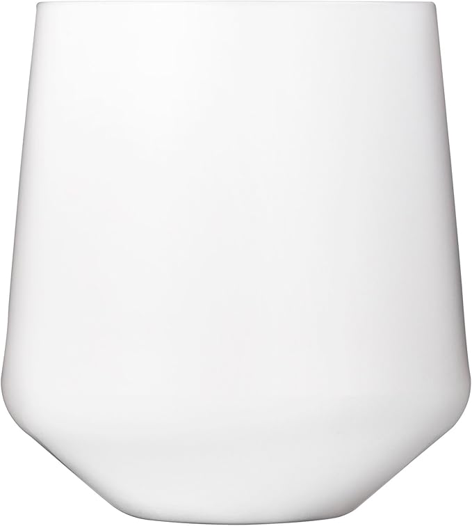 Drinique Unbreakable Stemless Wine Glasses - Set of 4 - Made in USA 12 oz Tritan Unbreakable Plastic Wine Glasses, Reusable for Indoor or Outdoor Use, BPA Free & Shatterproof, White