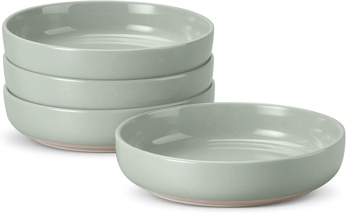 LIANYU Salad Pasta Bowls, 33oz Large Serving Bowl Set of 4, Round and Shallow by LIANYU