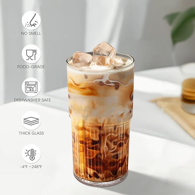 Luiaiog 18.5oz Glass Cups with Lids and Straws - Image 3