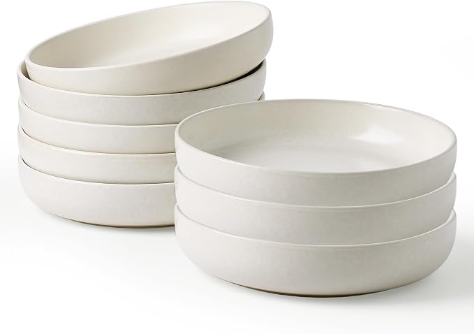 famiware Milkyway 33 oz Pasta Bowls Set of 8, Matte White | Double Reactive by Famiware