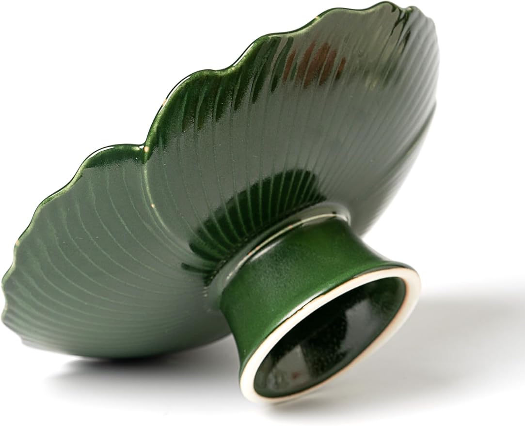 Ceramic Modern Large Green Fruit Bowl, 8.5" - Decorative for Home Decor