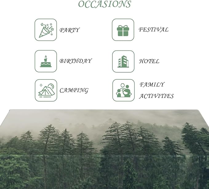 54x78 Inch Nature Scenery Rectangular Tablecloth Foggy Wild Forest Mysterious Secret Realm Table Cloth Waterproof Durable Table Cover for Home Game Room Banquet Picnic Outdoor BBQ Decor