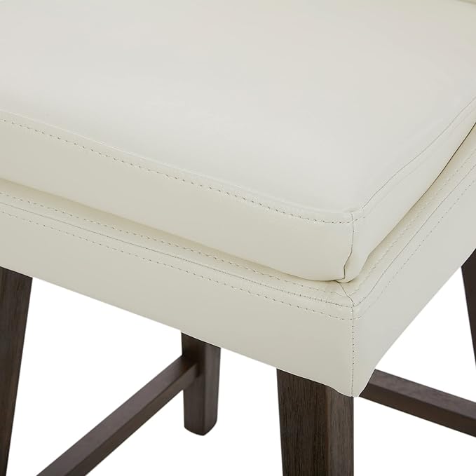 CHITA Counter Height Swivel Barstool with Back Set of 2, FSC Certified Upholstered Faux Leather Swivel Bar Stool, 26.8" H Seat Height, PU Leather in Pure White