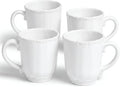 SANGO Bethany White Mugs Set of 4, 15 oz Stoneware White Coffee Mugs, Vibrant by Sango