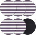 Purple Grey Stripe Coasters Set of 6, Minimalist Farmhouse Striped Soft by PIEPLE