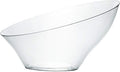 PLASTICPRO Disposable Angled Plastic Bowls Round Large Serving Bowl, Elegant for Party's, Snack, or Salad Bowl, Clear Pack of 4