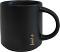 COLLECTIVE HOME Black Ceramic Coffee Mug, 15 oz Golden Monogram Tea Cup | by COLLECTIVEHOME