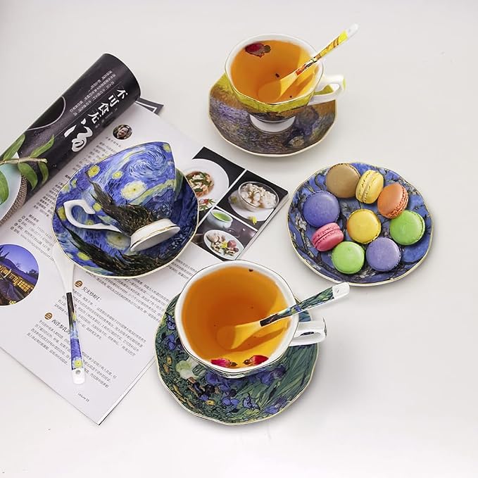 Bone China Cup &Saucer Set, 7oz- Van Gogh's Paintings - Image 5