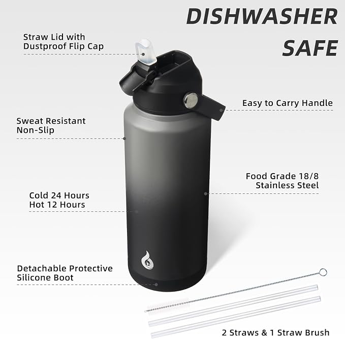 BJPKPK 32oz Insulated Water Bottle, Stainless Steel Bottle - Image 3