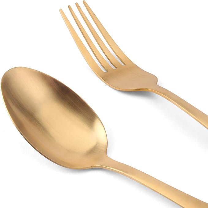 Matte Gold Silverware Set, Satin Finish 40-Piece Stainless Steel Flatware set - Image 4
