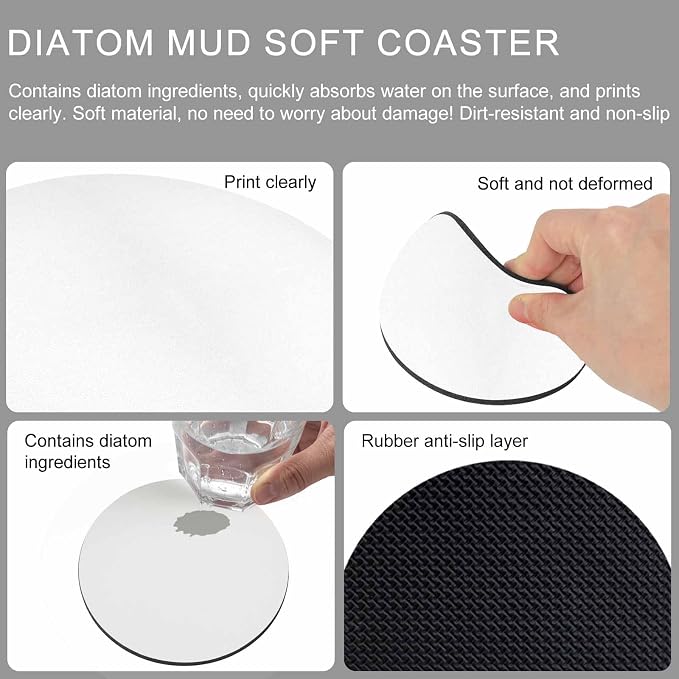 White Coasters Set of 6, Modern Minimalist Pure Soild Color Soft Absorbent - Image 9