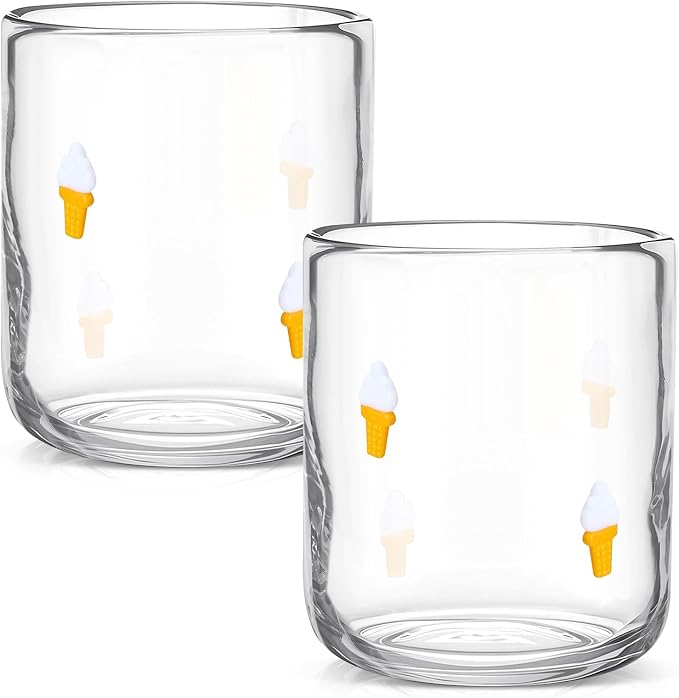 SiliFine 2 Pcs Ice Cream Icon Juice Glasses - 14oz Summer Ice Cream Stemless - Image 2