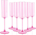 YOUBET 24Pack Pink Plastic Champagne Flutes 6 oz | Clear Pink Champagne by YOUBET
