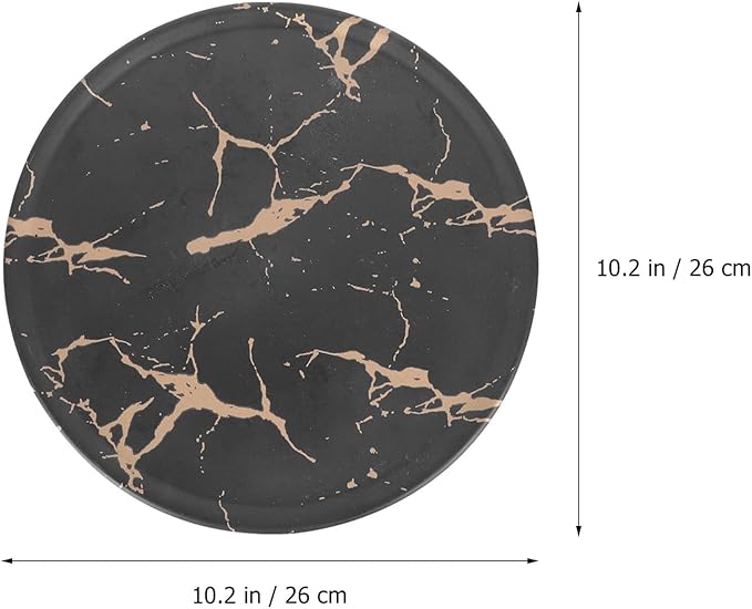 VALICLUD Creative Marble Pattern Steak Plate 10.2-inch round Imitation Porcelain Western Dinnerware Snack Dessert Tray for Household Dining and Entertaining