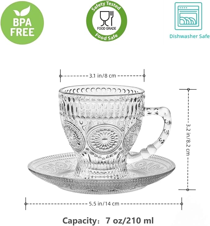 cosnou Vintage Glass Tea Cups - Image 2