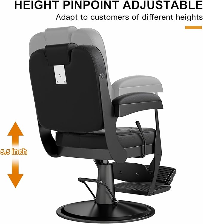 Artist hand Barber Chair, Retro Reclining Salon Chair, Barber Chairs for Barbershop, All-Purpose Vintage Chairs with Heavy-Duty Frame, Headrest