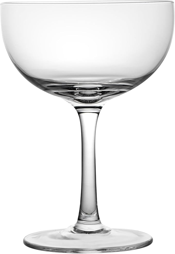 Restaurantware Coupe Cocktail Glasses 6 Count 8 Ounce Lead-Free Stemmed Drinkware Clear Glass Wide Bowl Elegant Design Sturdy Foot