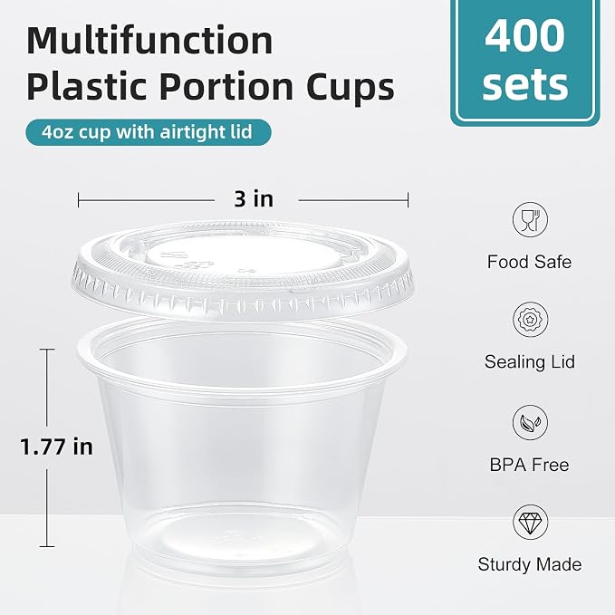 AOZITA 400 Set 5.5 oz Portion Cups, Jello Shot Cups - Image 3