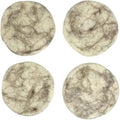 Humble Hilo Handmade Felt Coaster, 3.9 inches, Set of 4 (Thin White Marbelized)