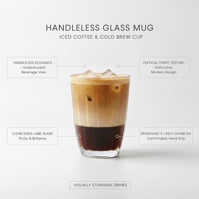 Handleless Glass Mug with Vertical Stripes - Image 5
