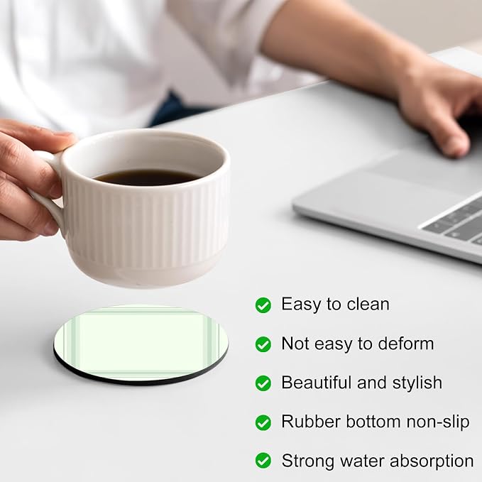 Sage Green Coasters Set of 2 Absorbent Coasters - Image 4