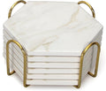 6Pcs White Marble Coaster Set by Dksyee