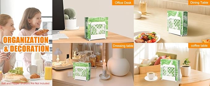 Napkin Holder for Table, Metal figure Standing Napkin Dispenser for Kitchen Dining Cocktail Napkin holders for paper napkins Mail Bills Suitable for All Dining Room Decors White