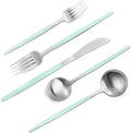 VANVRO Matte Green Silver Silverware Set, 20-Piece Stainless Steel Flatware Set by VANVRO