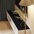Leather Table Cover,1.8mm Thick,12x45 Inch Desk Cover,Dresser Cover Top,Dresser Protector Top,Dresser Cover,End Table Cover.(Black+Black,12x45)