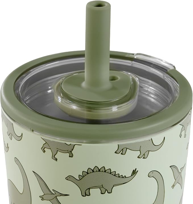HydroJug Everyday Tumbler 14 oz – Ceramic-Lined Insulated Tumbler with Straw and Soft-Touch Lid, Cup Holder Friendly, Double-Wall Vacuum Insulation, Reusable Travel Cup – Dinosaur