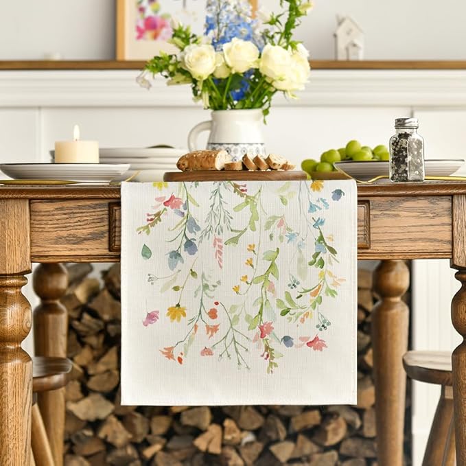 Artoid Mode Wildflowers Bloom Flowers Spring Table Runner, Seasonal Summer - Image 2