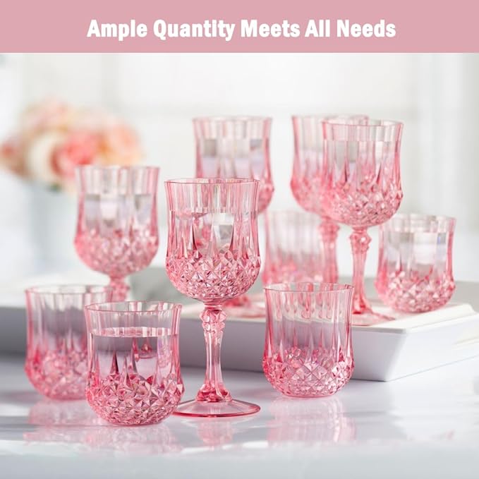 24Pack Plastic Wine Glasses, 7oz Vintage Goblets - Image 3