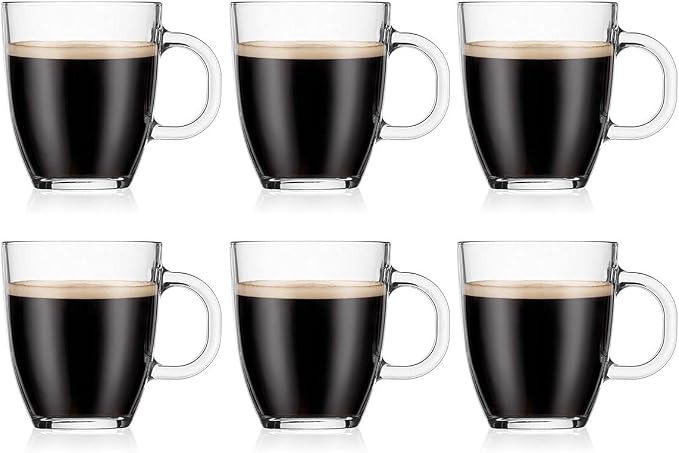 Bodum 12oz Bistro Coffee Mug Single-Wall Tempered Glass, 6 Pack by Bodum