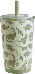 HydroJug Everyday Tumbler 14 oz – Ceramic-Lined Insulated Tumbler with Straw and Soft-Touch Lid, Cup Holder Friendly, Double-Wall Vacuum Insulation, Reusable Travel Cup – Dinosaur