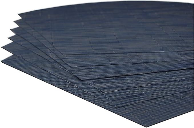 Wedge Placemats for Round Table Woven Vinyl Heat Resistant Washble Easy Clean Table Mats Set of 6（Navy）