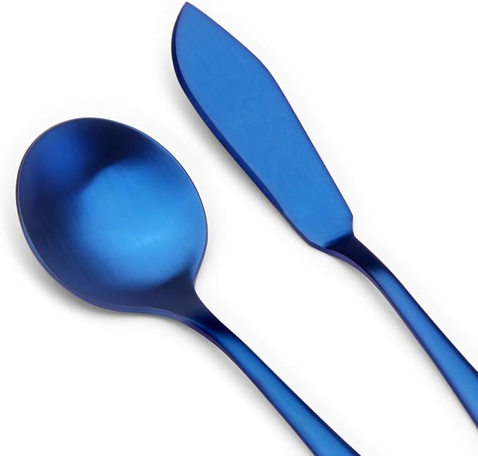 Matte Blue Serving Set, SHARECOOK 5-Piece 18/0 Stainless Steel Large Hostess Set - Image 3