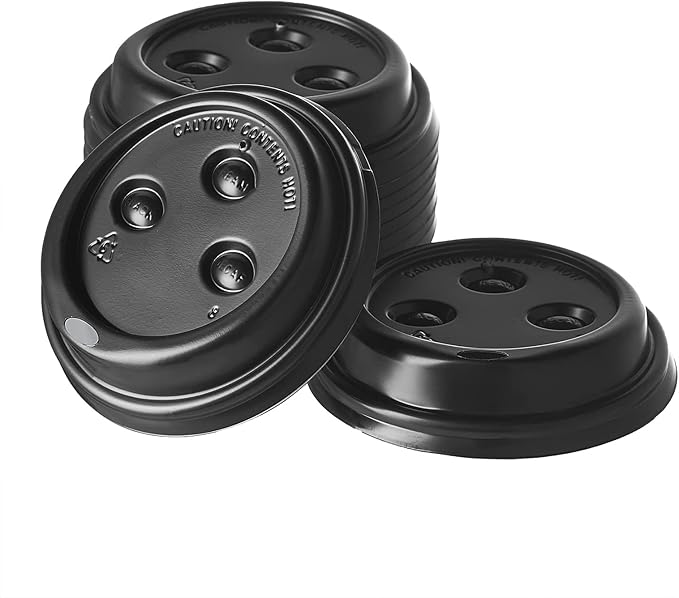 CIAO! 10-24 oz. (90mm) Coffee Cup Sipper Black Dome Lid, 1,000 Count