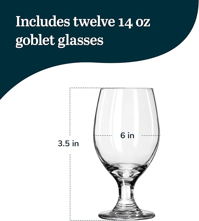 Libbey 14 Oz Perception Banquet Goblet Glasses, Elegant Iced Tea Stemware - Image 3