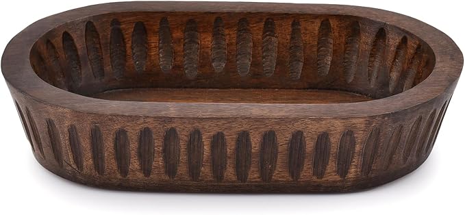 Mango Wood Decorative Bowls for Home Décor, Decorative Long Wooden Bowl for - Image 2