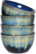 Stoneware Cereal Bowls Set of 4, 26 Oz, Dishwasher and Microwave Safe, Reactive by Bosmarlin