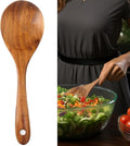 Large Teak Wood Spoon for Cooking, 13-Inch Teak Wooden Salad Sever, Natural by SeoTin