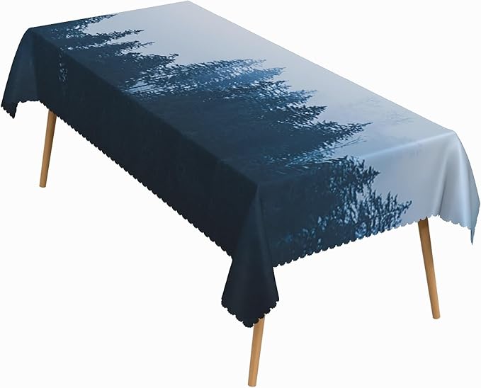 60x120 Inch Nature Rectangular Tablecloth Tall Tree Forest Table Cloth Waterproof Durable Table Cover for Holiday Picnic Outdoor BBQ Decor