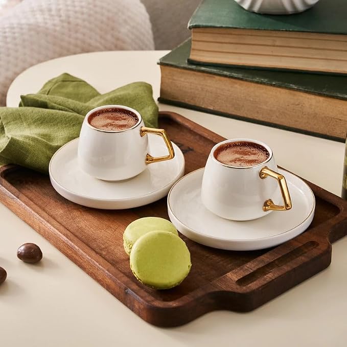 KARACA Saturn Gold Turkish Coffee Cup Set of 6, Espresso Cups - Image 2