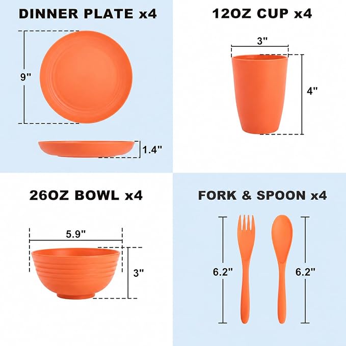 Kids Wheat Straw Dinnerware Sets - Image 2