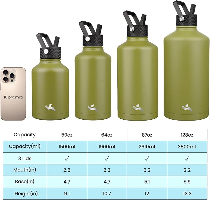Konokyo 64 oz Insulated Stainless Steel Water Bottle Jug - Image 4