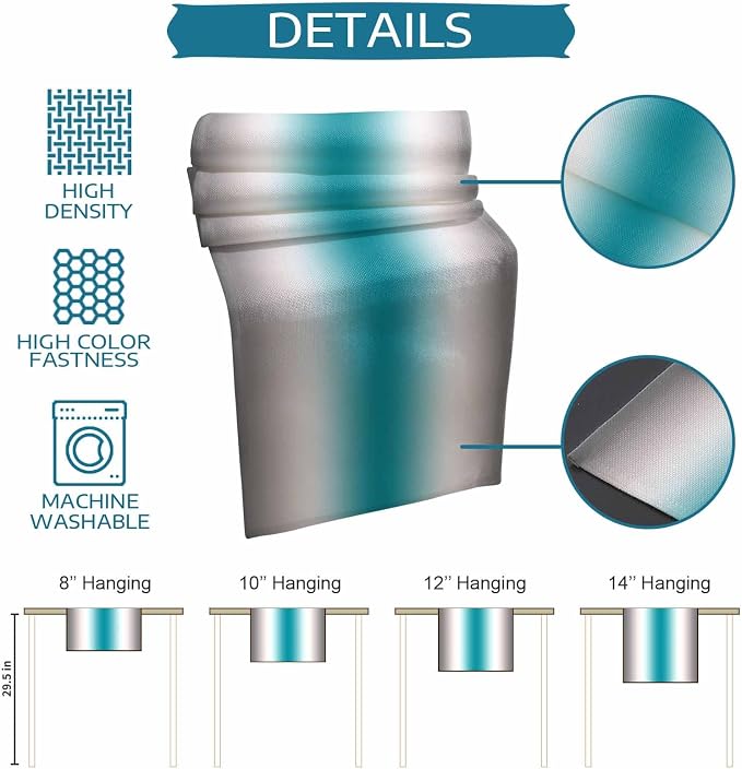 Turquoise Gray Ombre Table Runners 48 Inches Long, Farmhouse Teal Gradient - Image 8