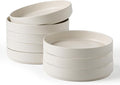 famiware Star 8.25" Pasta Bowls Set of 8, Bowl Plates, Matte White | Microwave by Famiware