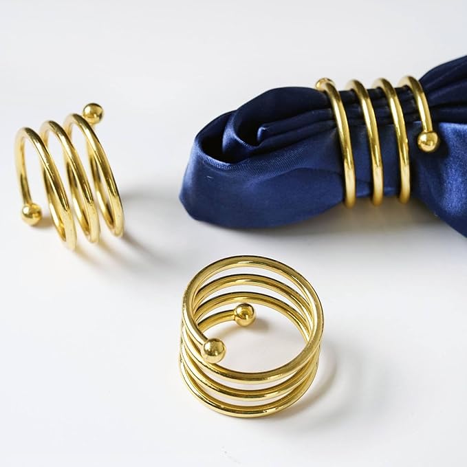 Napkin Rings Set of 12, Gold Napkin Rings Napkin Holders for Cloth Napkins Thankgiving Wedding Christmas Party Dinner Table Decoration(12 Pcs Gold Spring)